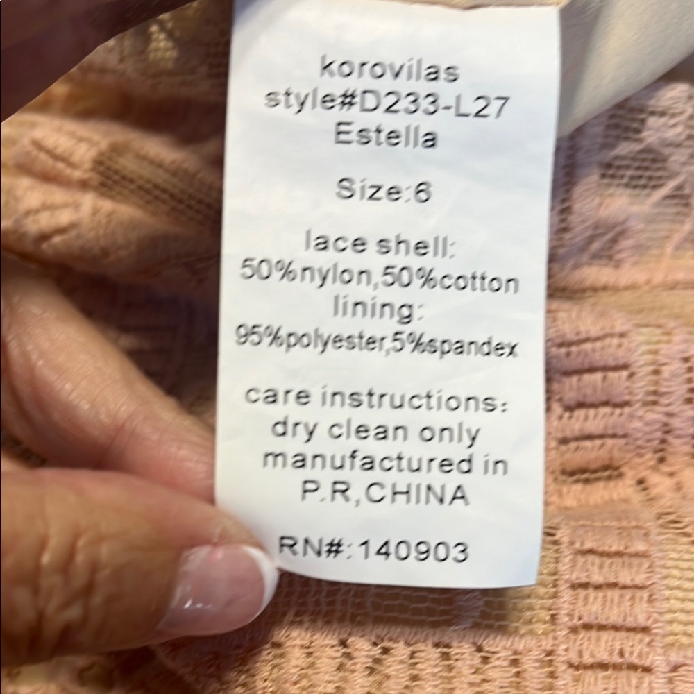 Korovilas Anthropologie Estella  Nude/Tan Lace Sleeveless Dress Sz 6 - Picture 6 of 6